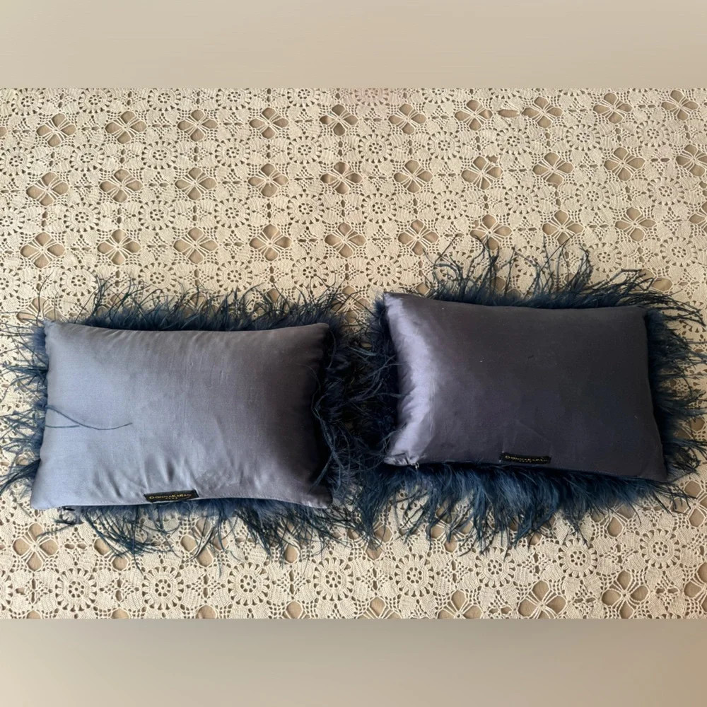 Donna Karan Midnight Feather Accent Pillow Size: 12” x 7” each - Picture 6 of 10
